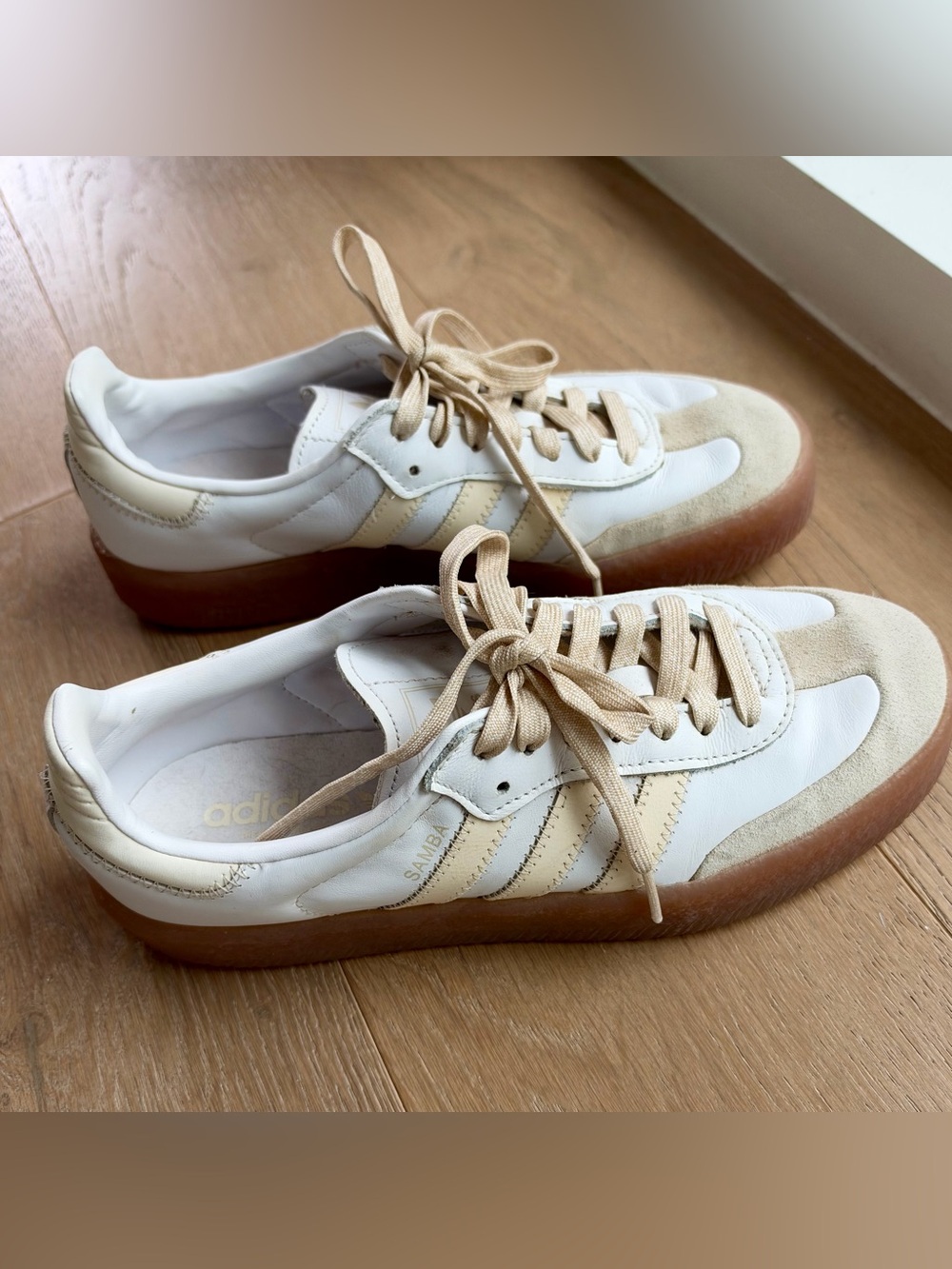 adidas Sambae Sneakers in White and Butter Yellow - Picture 2 of 8